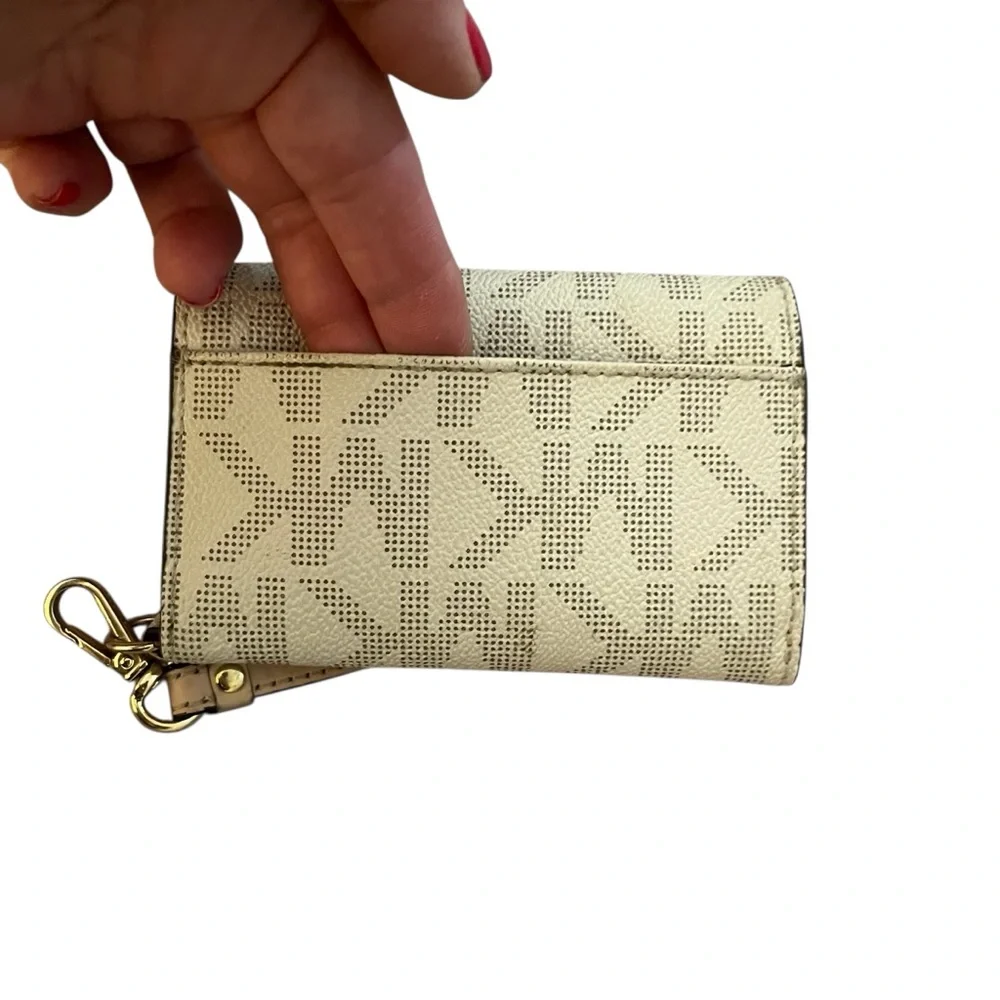 Michael Kors Cream Monogram mobile wristlet card case / wallet